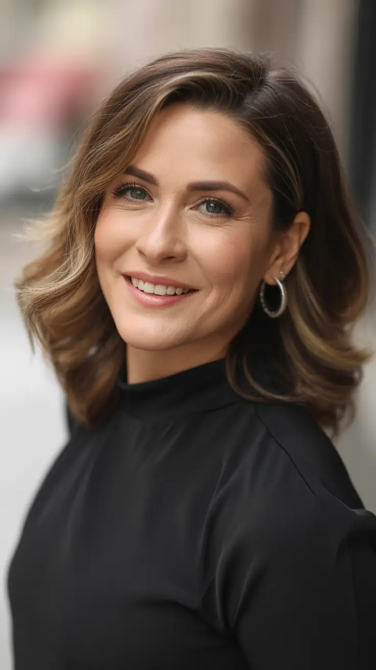 haircuts women over 40 – Side-Part S-Wave Lob with Soft Dimension