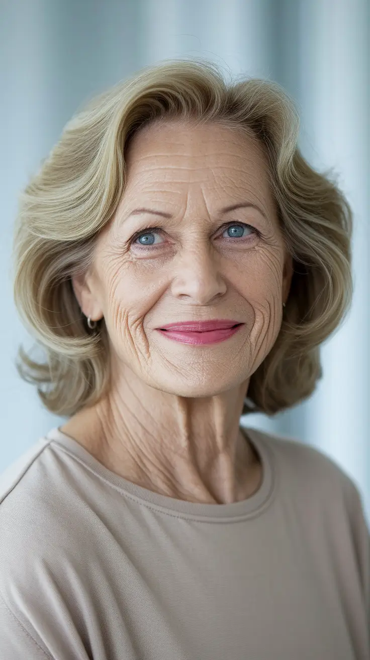 Elegant Fall 2025 Haircut Inspiration for Women Over 60 – Classic Medium Flip with Airy Volume