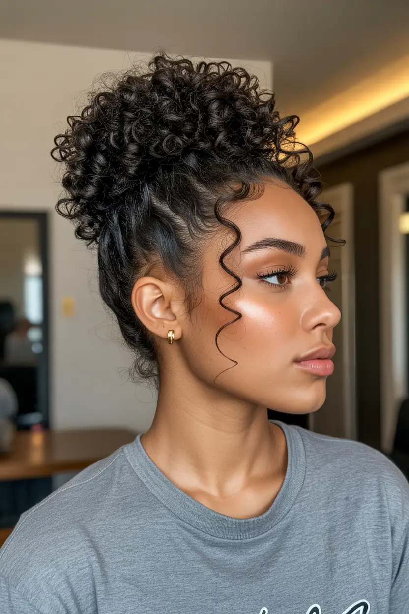 Fall 2025 Hairstyles for Black Women – Cloud-Soft High Puff with Spiral Tendril