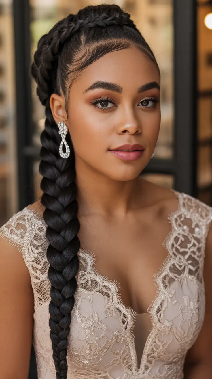 fall hairstyle black women – Regal Crown Braid into XXL Rope Braid