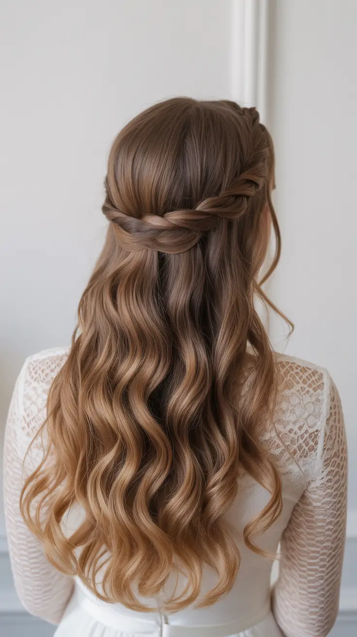 Best Fall hairstyle for Long Hair in 2025 – Soft Twisted Half-Up Waves