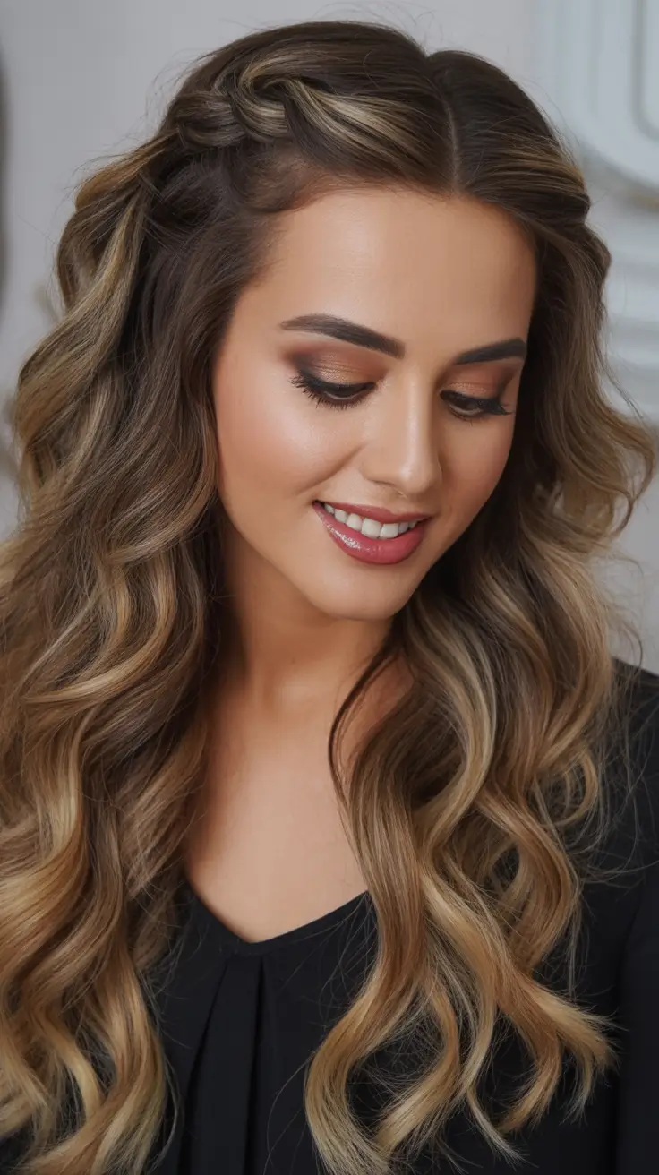 Best Fall hairstyle for Long Hair in 2025 – Twisted Half-Up with Soft Contour