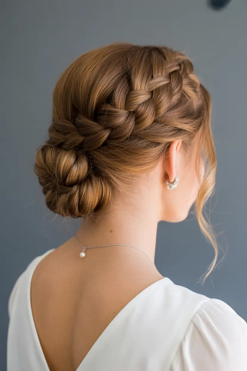 Best Fall hairstyle for Long Hair in 2025 – Braided Crown Into Low Bun