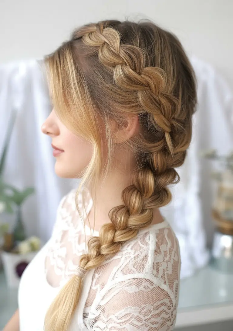 Best Fall hairstyle for Long Hair in 2025 – Side Dutch Braid Cascade