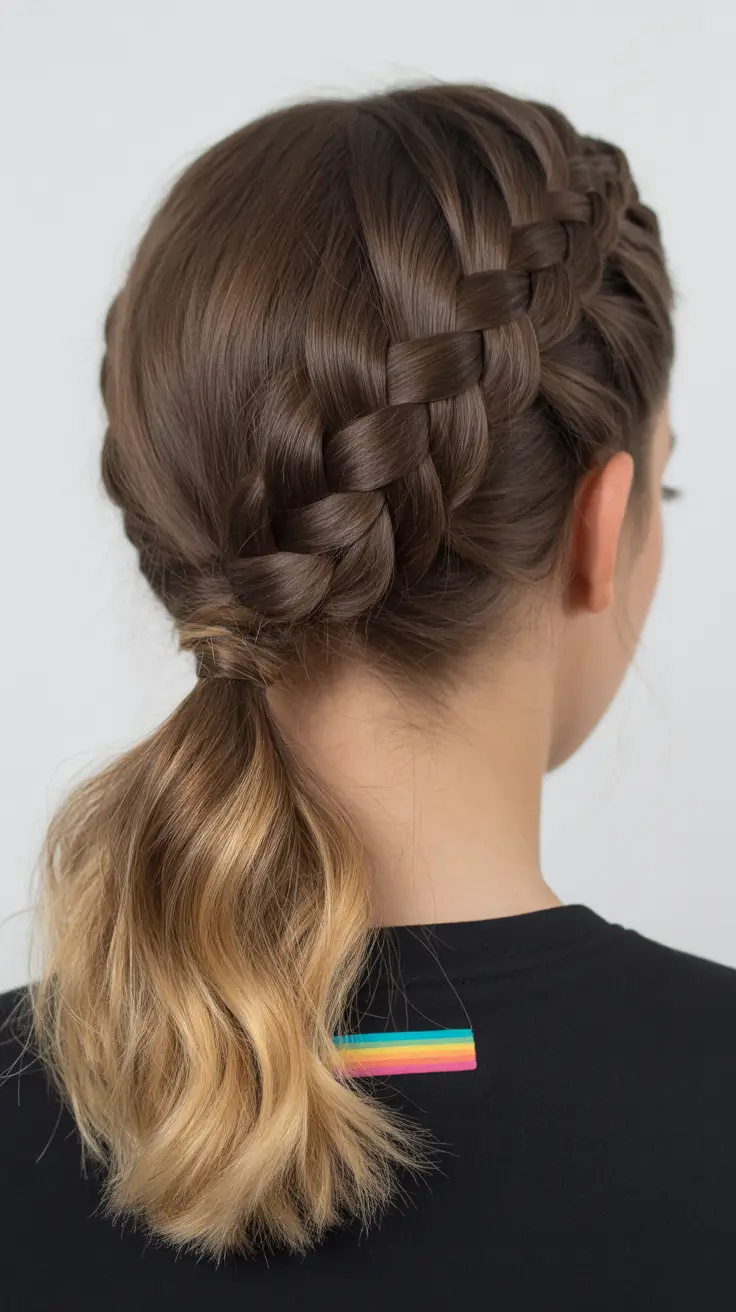 Fall 2025 Hairstyles Perfect for Mid-Length Cuts – Side Braid into Low Pony with Melted Ends
