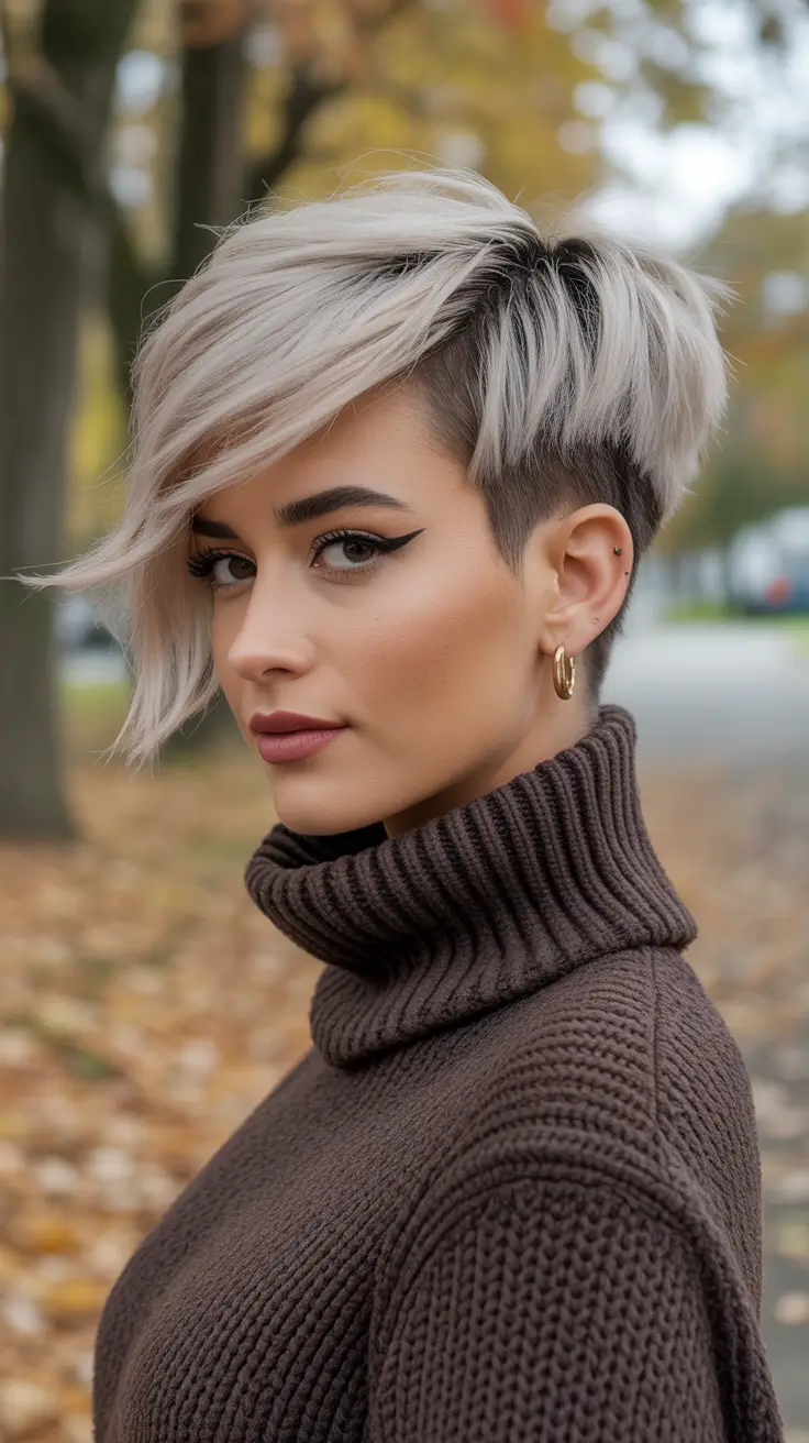 fall hairstyle short hair Smoky Blonde Undercut Sweep