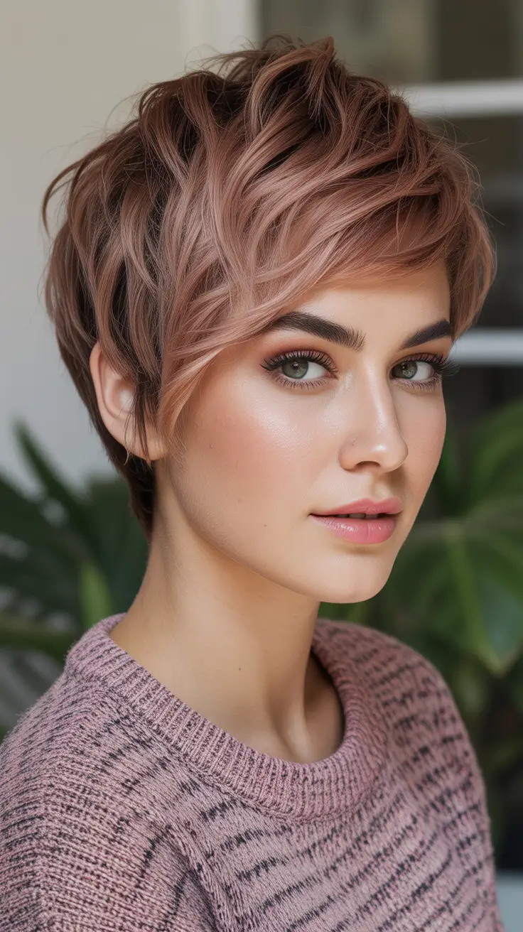 fall hairstyle short hair Dusty Rose Shag Pixie