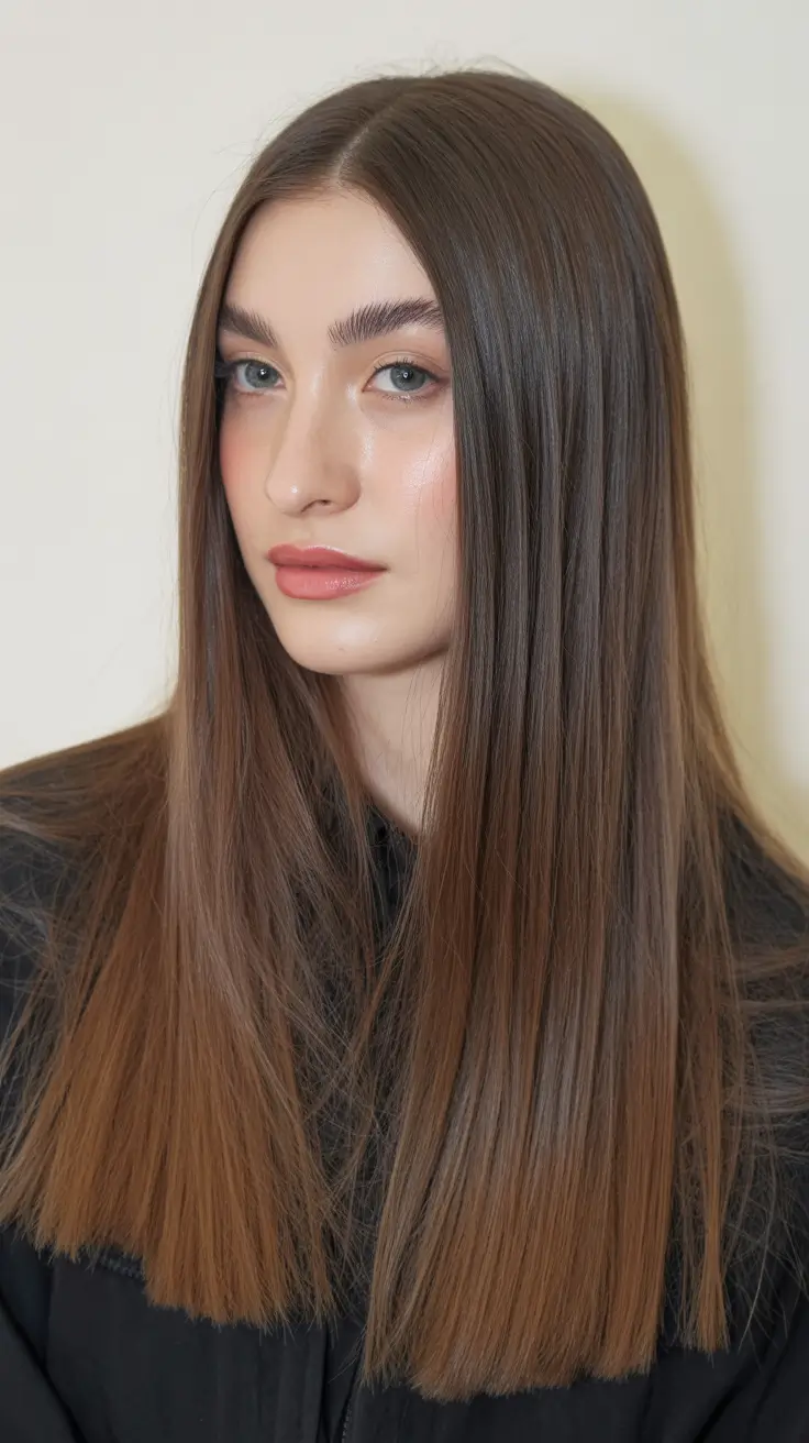 Fall 2025 Haircut Ideas for Long Hair – Glass-Straight Cut with Blunt Ends