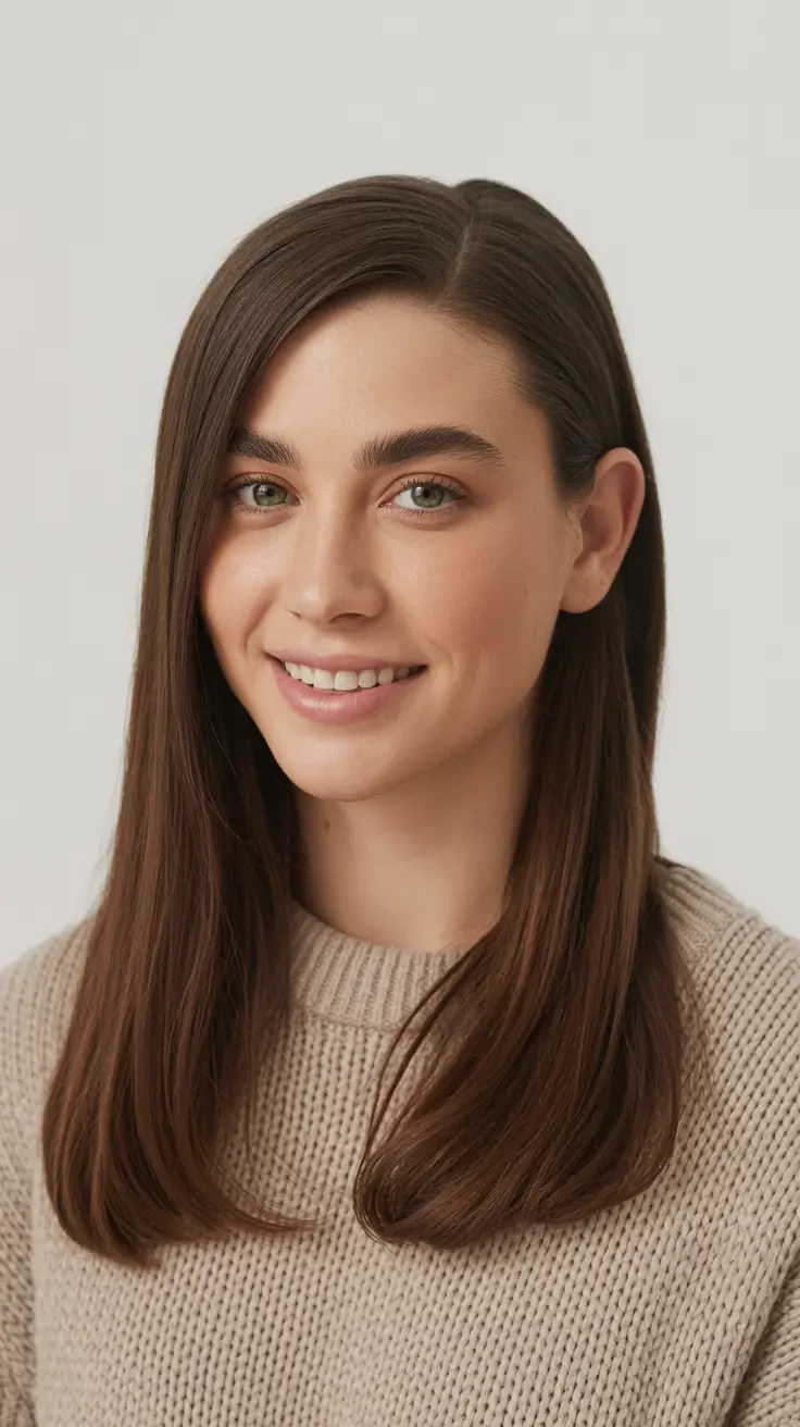 Fall 2025 Haircut Ideas for Long Hair – Sleek Side-Part with Air-Dusted Ends