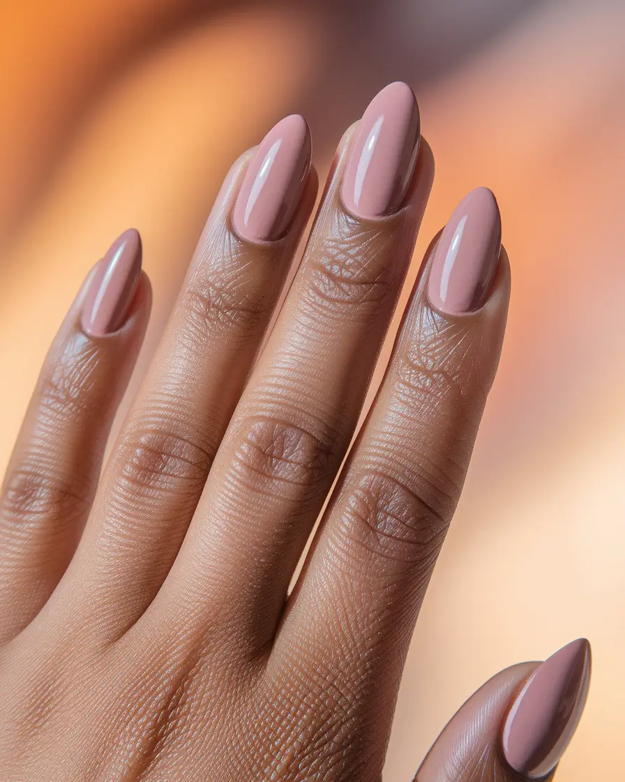 2025 Fall Nail Colors for Brown Skin – Rose-Milk Almond Neutral