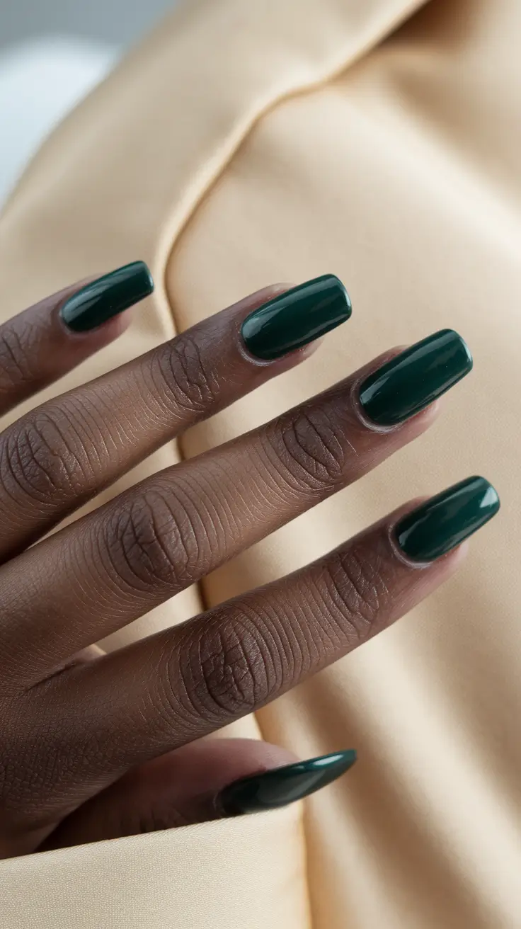 2025 Fall Nail Colors for Brown Skin – Deep Forest Square Gloss