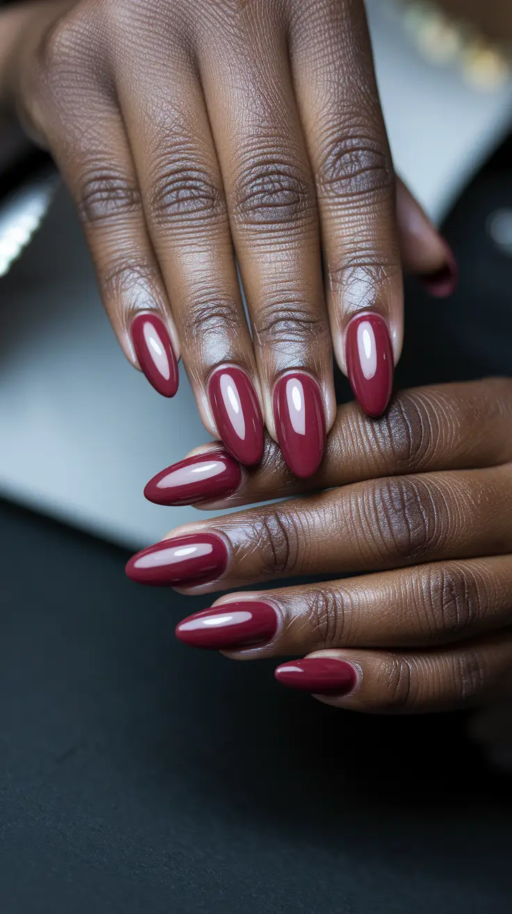 Fall nail colors for dark skin 2025 – Merlot Ovals After Dark