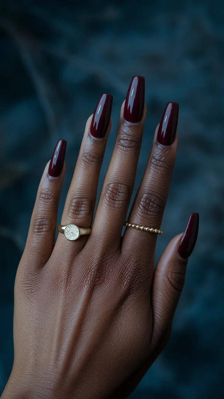 Fall nail colors for dark skin 2025 — Deep Cabernet Squares