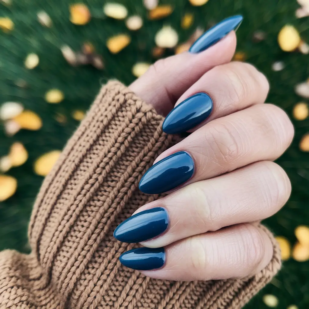 Fall nail colors for fair skin 2025 — Stormy Teal Gloss Ovals