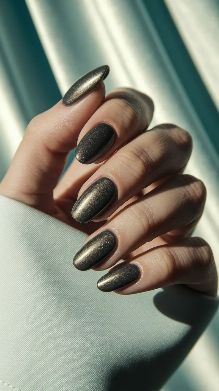 Fall nail colors for fair skin 2025 — Graphite Velvet Cat-Eye