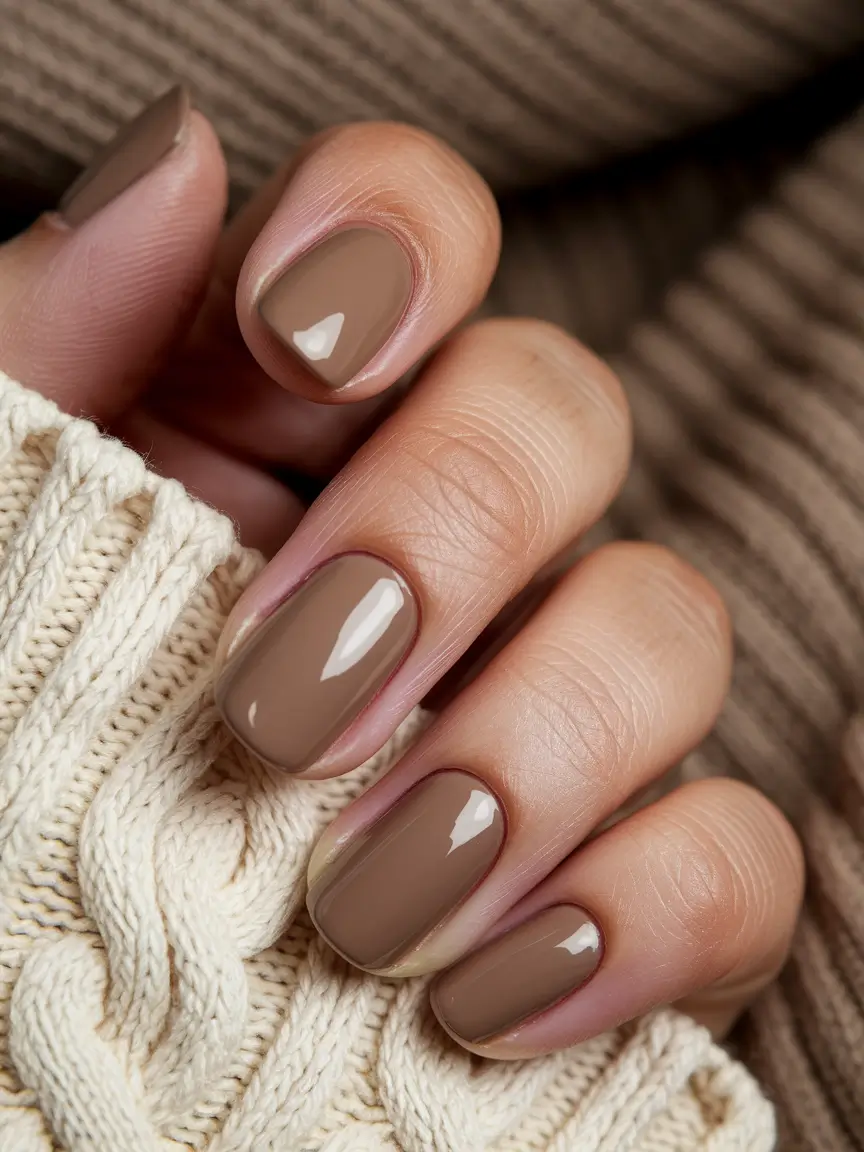 Fall nail colors for medium skin 2025 Cafe Au Lait Short Square