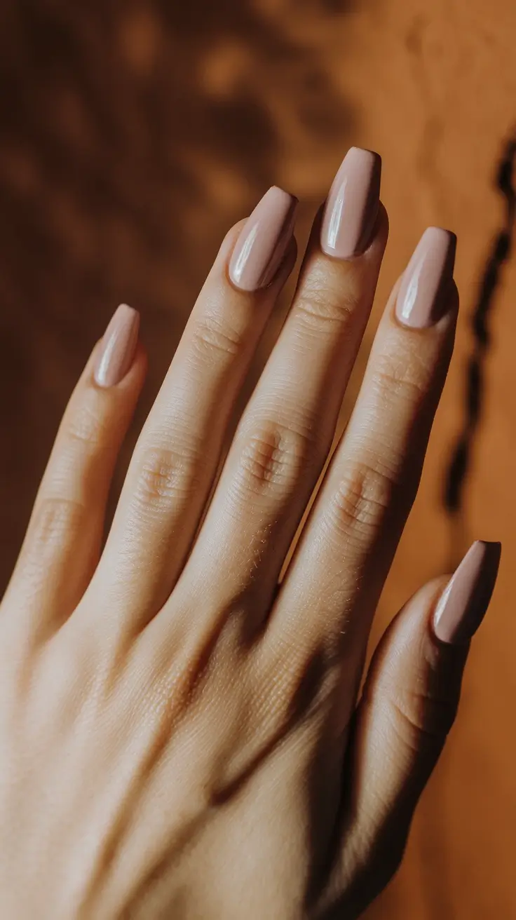 Fall nail colors for medium skin 2025 Rose-Mink Tapered Square
