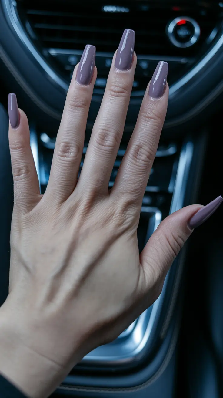 Fall nail colors for medium skin 2025 Cool Taupe on Long Coffin Squares