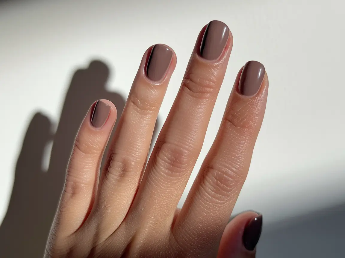 Fall nail colors for medium skin 2025 Mocha Minimalist Stripe