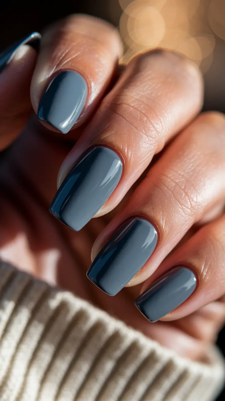 Fall nail colors for medium skin 2025 Storm-Slate Soft Square