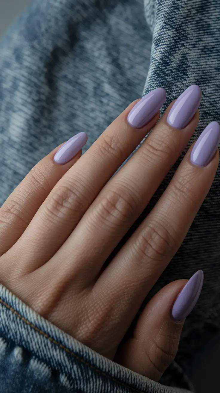 Fall nail colors for medium skin 2025 Smoky Lilac Almond Shine