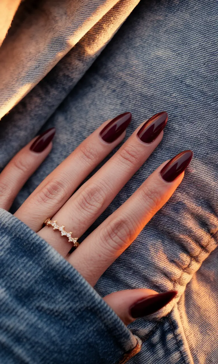 Fall nail colors for medium skin 2025 Black-Cherry Gloss (Almond)