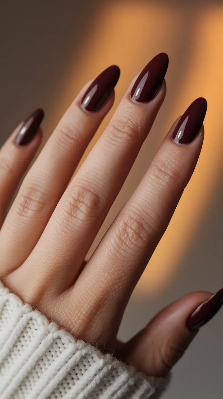 Fall nail colors for medium skin 2025 Merlot Velvet at Golden Hour
