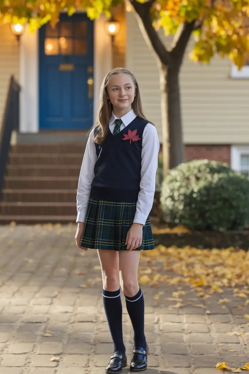 fall outfits for school for teens Academia Green with Plaid Confidence