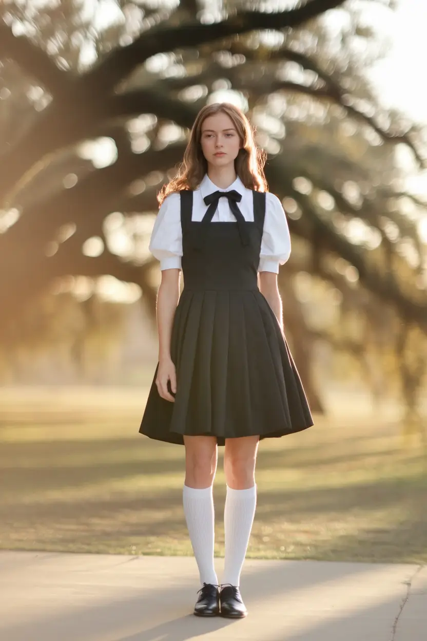 fall outfits for school for teens Polished Prep with Black Ribbon Flair