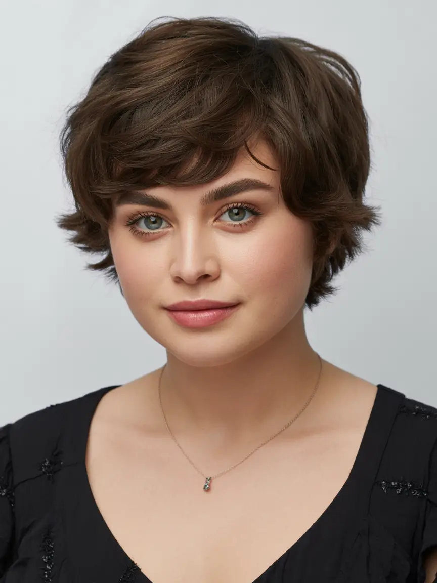 fall round face haircut Choppy Crop with a Soft Edge