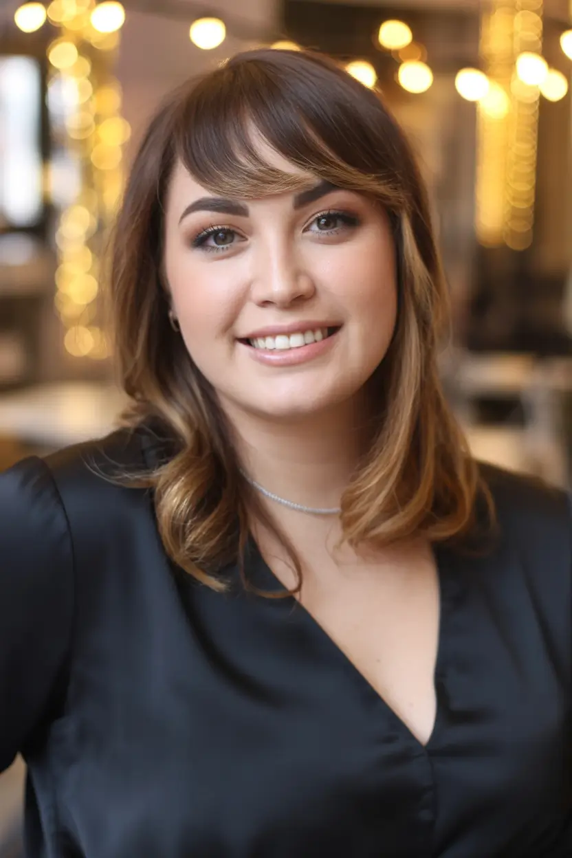 fall round face haircut Soft Waves with Sweeping Bangs