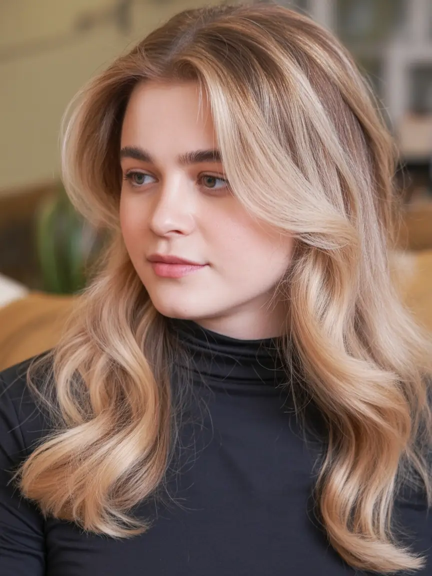 fall haircut for round face Strawberry Blonde Soft Layers with a Face Frame