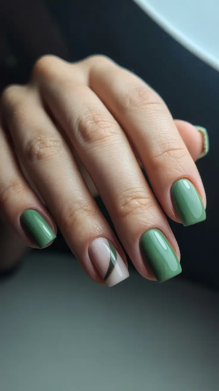 Fall Nails 2025 with Square Shape — Sage Ribbon Squares