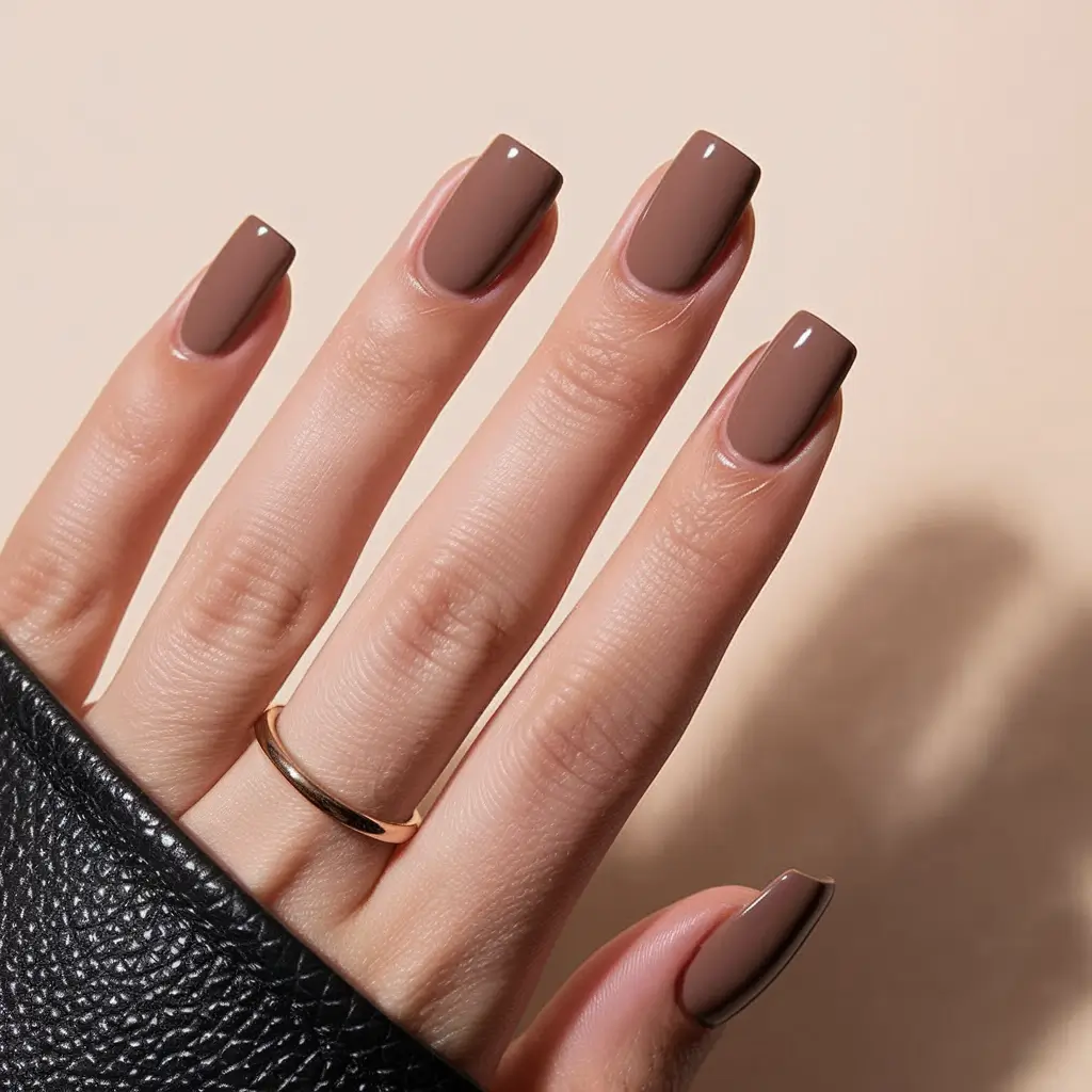 Fall Nails 2025 with Square Shape - Milk-Chocolate Modern Classic