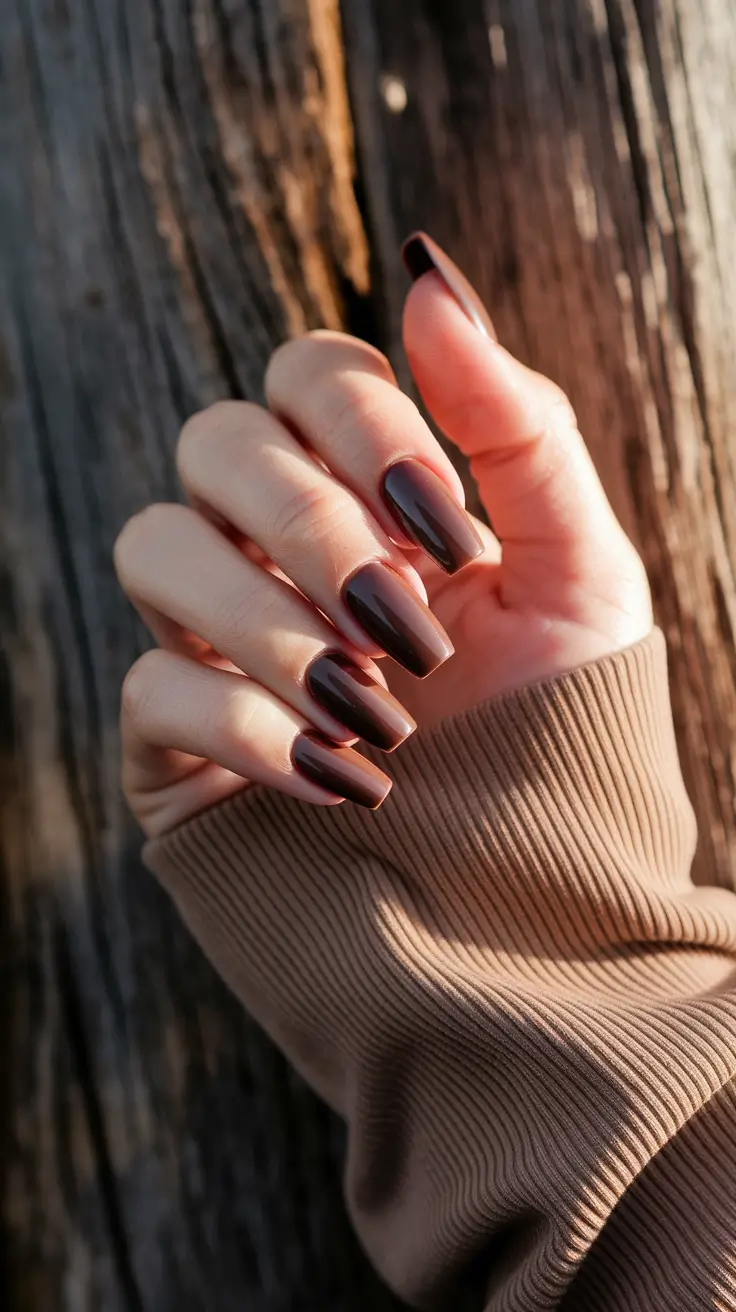 Fall Nails 2025 with Square Shape — Glossy Espresso Squares