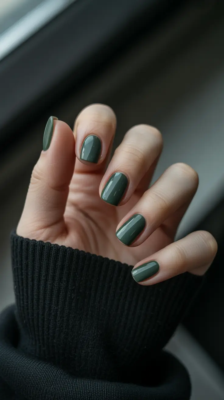 Fall Nails 2025 with Square Shape - Forest Knit Gloss