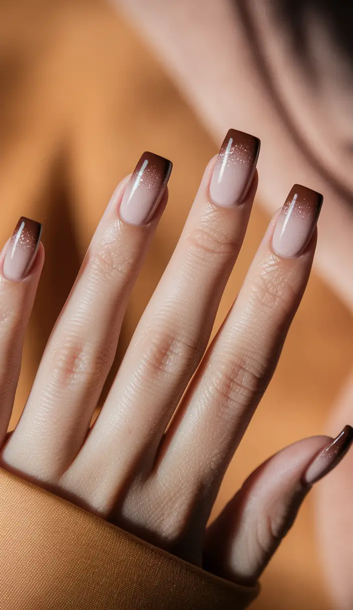 Fall Nails 2025 with Square Shape — Mocha Ombré French