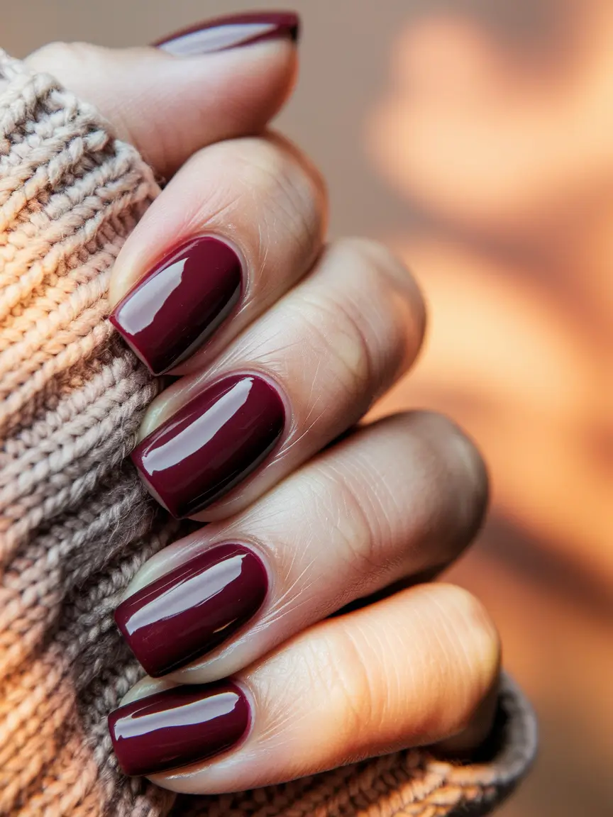 Fall Nails 2025 with Square Shape - Classic Cabernet Shine