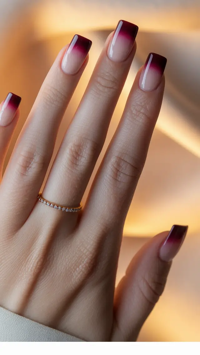 Fall Nails 2025 with Square Shape - Berry Ombre French Fade
