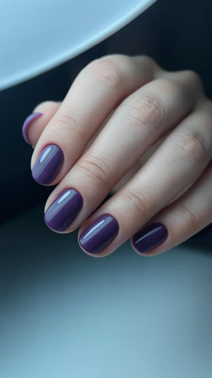 Round Fall Nails 2025 Designs – Plum Gloss Classic