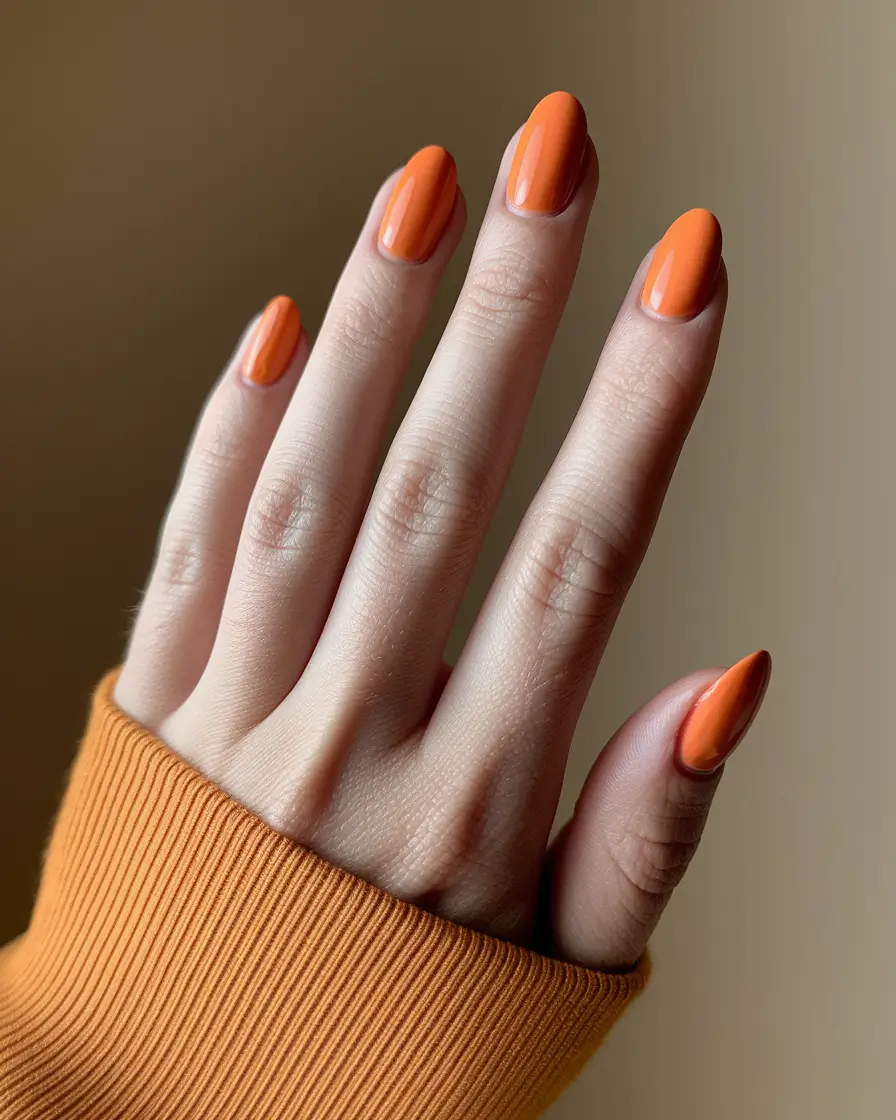 Round Fall Nails 2025 Designs – Pumpkin Spice Rounds