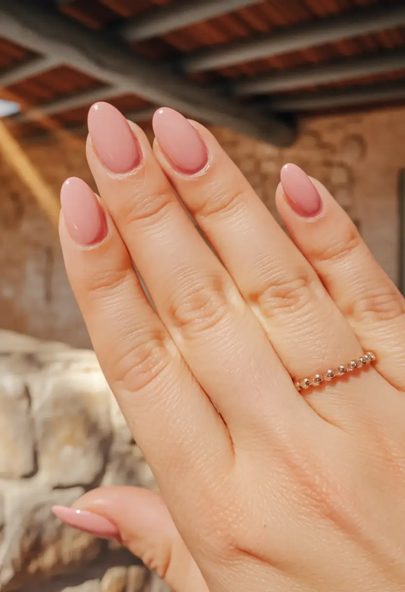 Round Fall Nails 2025 Designs – Soft Rose Milk Mani