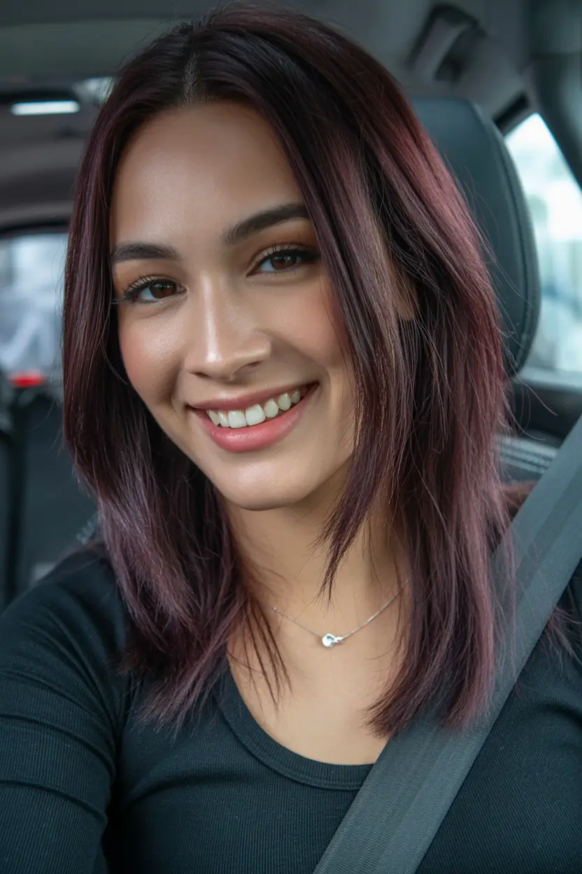 september hair color ideas - Smoky Plum with a Soft Edge