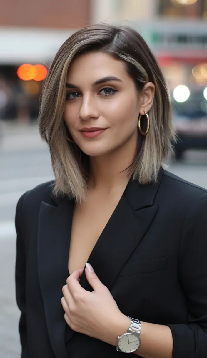 fall haircuts for medium hair Textured Long Bob with Ashy Beige Blending