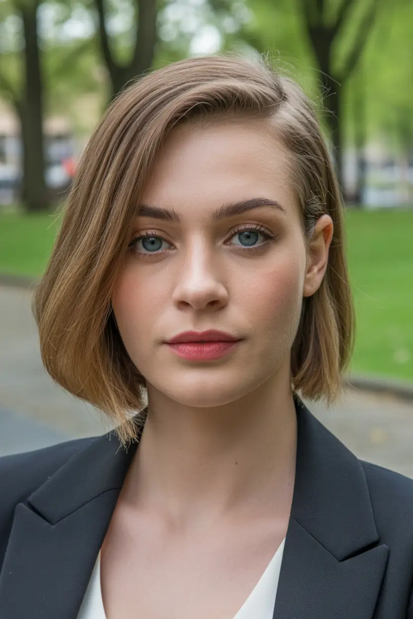 fall haircuts straight hair Classic Short Bob with a Sleek Side Part