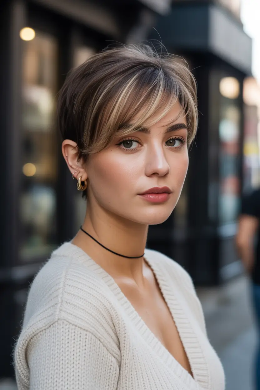 fall haircuts ideas Chic Pixie with Dimensional Highlights
