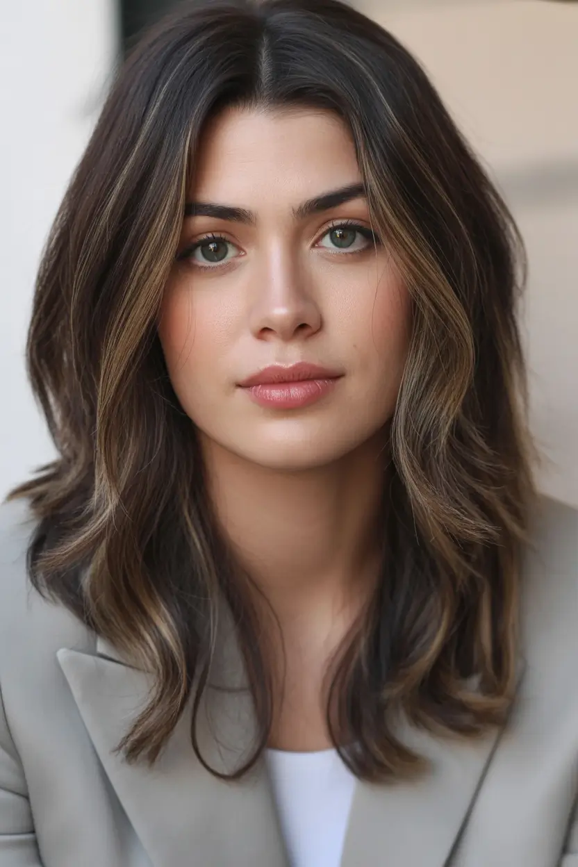 fall haircuts for long hair Mid-Length Layers with Root Shadows