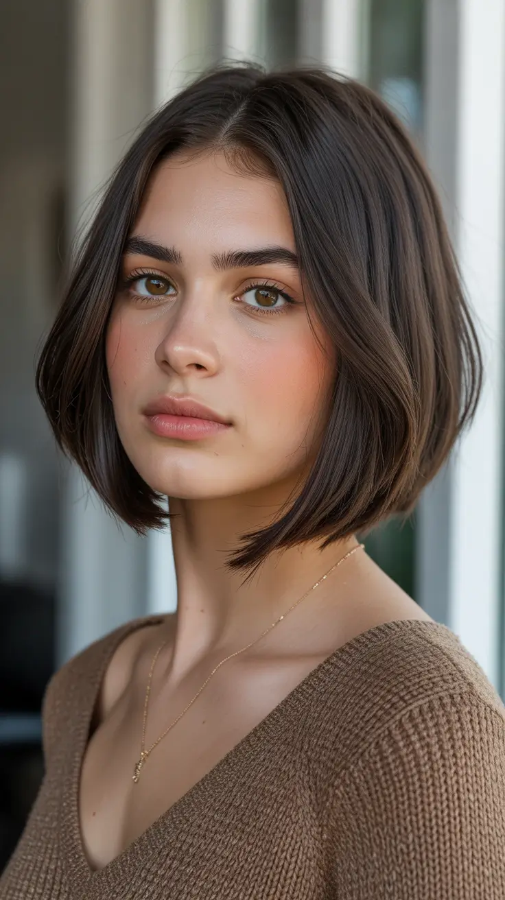 fall haircuts for straight hair Blunt Chic Bob with Natural Texture