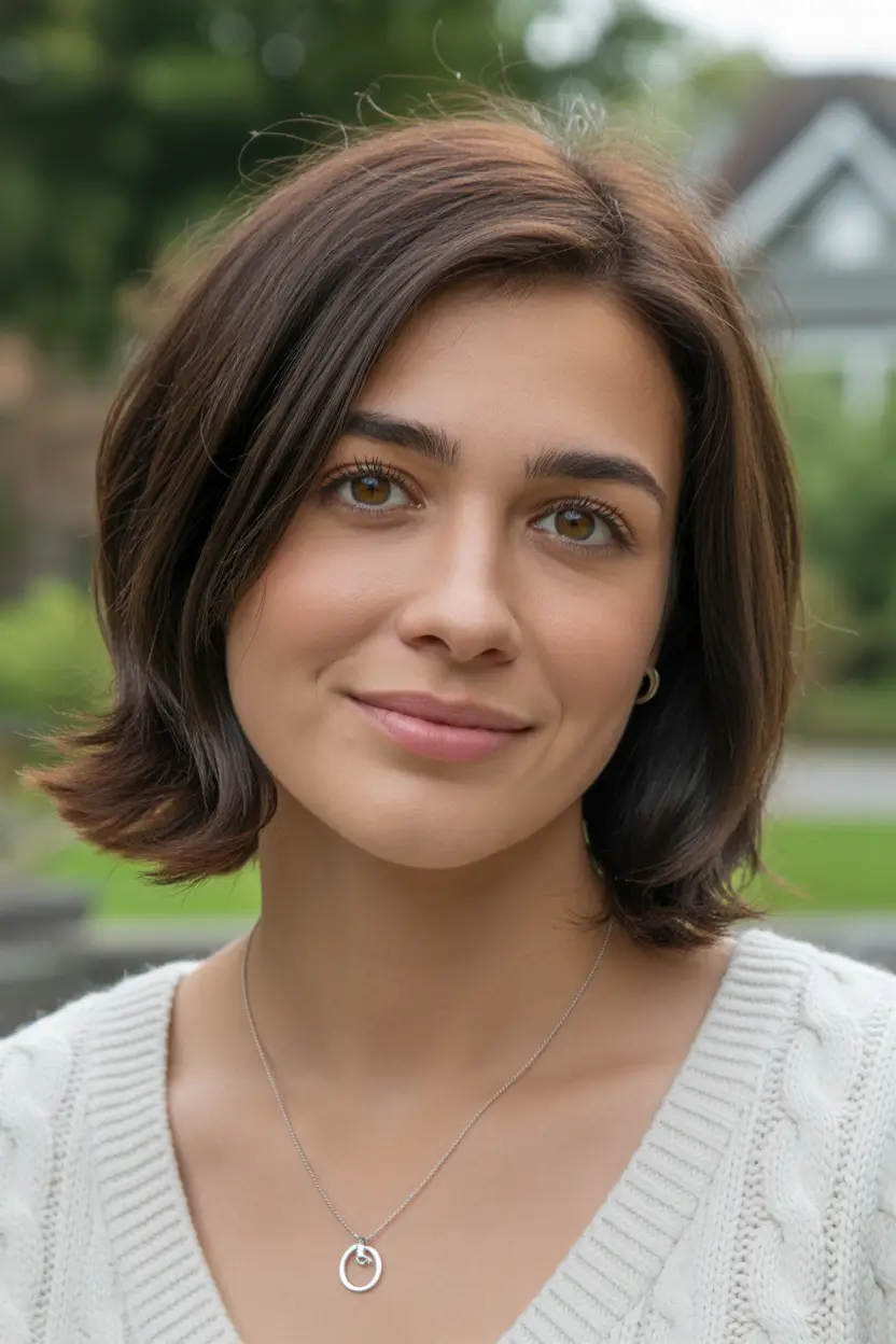 fall haircuts for round faces Blunt Ends with a Soft Flip