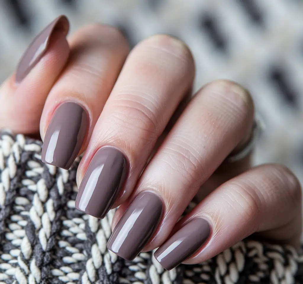 september nails color fall short square Glossy Cocoa Square